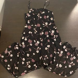 Womens Mink Pink Black and Pink floral jumpsuit, size small